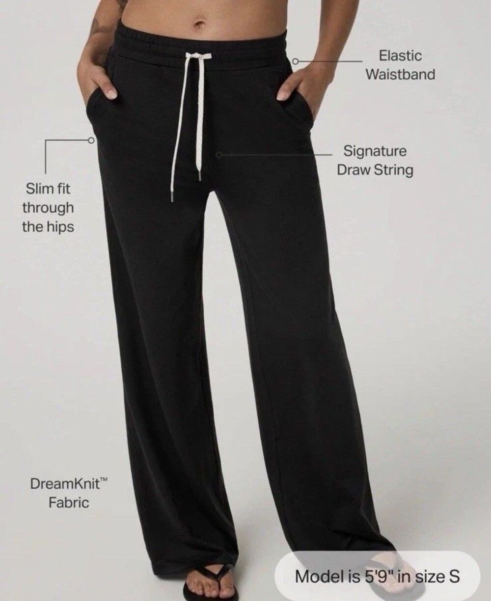 Vuori Women's Halo Essential Wideleg Pant Black Heather SZ M NWT - Picture 3 of 11
